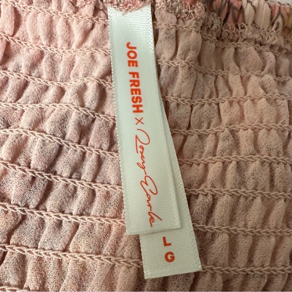Joe Fresh x Roxy Earle Pink Floral Long-Sleeve Smocked Mini Dress L - Picture 10 of 11